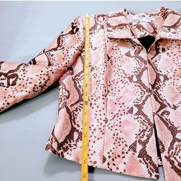 KAY UNGER Dress Blazer Suit Set, Pink Black 100% Silk Snakeskin Pattern Career 8 - Picture 10 of 15